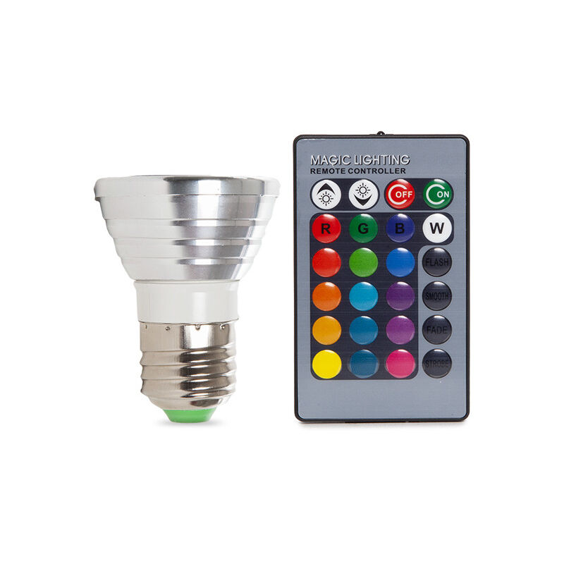 

Bombilla de LEDs RGB 3W E27 Mando a Distancia | RGB (PL187220-E27)