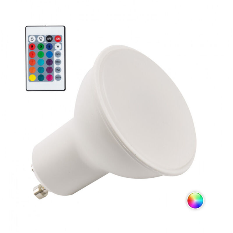 

Bombilla de LEDs RGB 5W GU10 Mando a Distancia | RGB (PL187221-GU10)