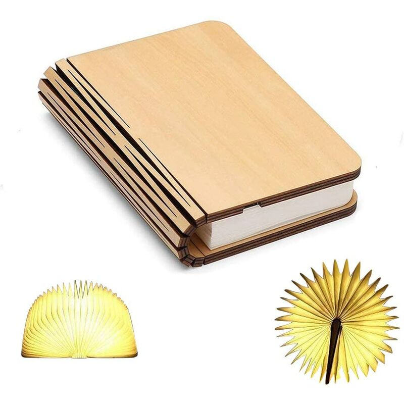 

Lámpara de libros de madera de , mini libro plegable luz USB recargable recargable baterías de litio 1000mAh Lámpara de mesa de oficina LED para