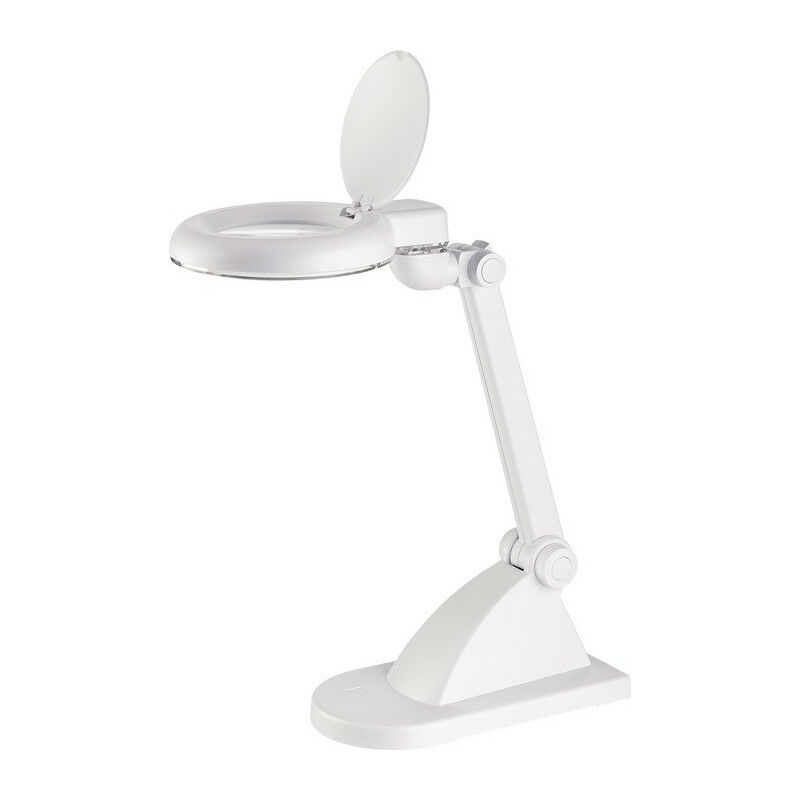 

Lámpara de lupa LED, lente de vidrio, 88,9 mm (3,5 pulgadas), base blanca con tapa, cabezal redondo