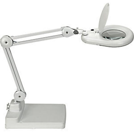 Lámpara de lupa LED lente de vidrio base de 127 mm (5 pulgadas) blanco con tapa, cabeza redonda