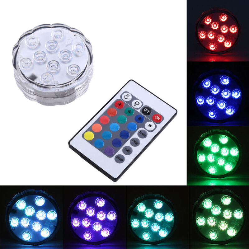 Lámpara De Luz 10 Led Con Control Remoto Sumergible Acuario Rgb Ip65 Impermeable