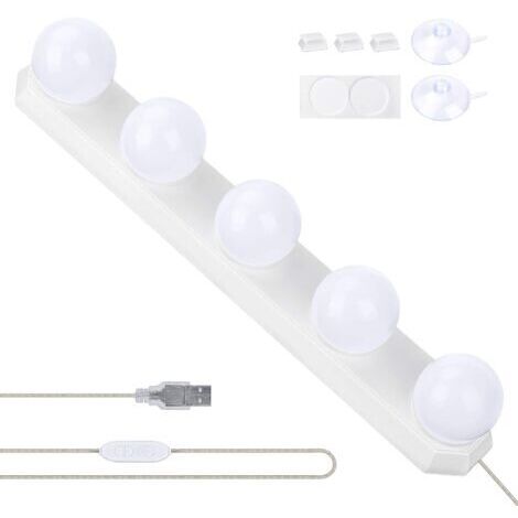 Lámpara de Luz Rose Lumière para tocador, Lámpara LED USB para iluminación de espejo con 5 LEDs y 3 modos de color para iluminación de espejo de tocador en el baño.