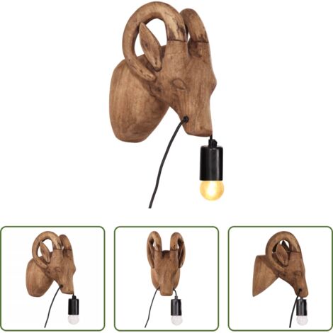 Lámpara de madera -  Lámpara de pared con forma de animal 25 W E27 15x24x25 cm