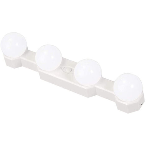 Lámpara de maquillaje LED inalámbrica portátil, estilo Hollywood, 4 bombillas, iluminación multifuncional para baño (espejo no incluido).