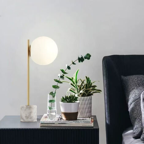 Lámpara de mesa Åsa mármol cristal opal dorado E27