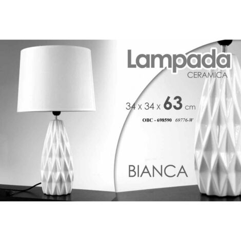 Lámpara de mesa blanca con luz de cerámica cm 34 x 34 x 62,5 h