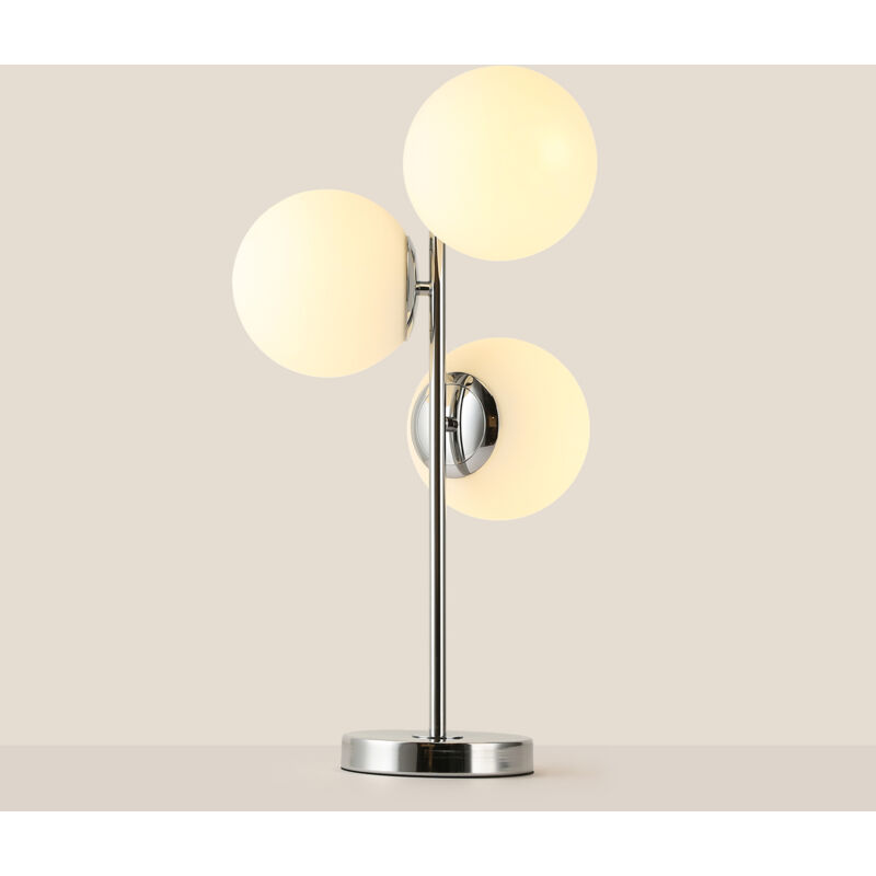 Lámpara De Mesa Bola Cristal Triple 