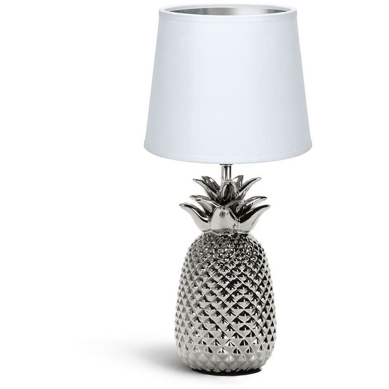 

Aigostar - Lampara de mesa cerámica decorativa E14 Piña plateada