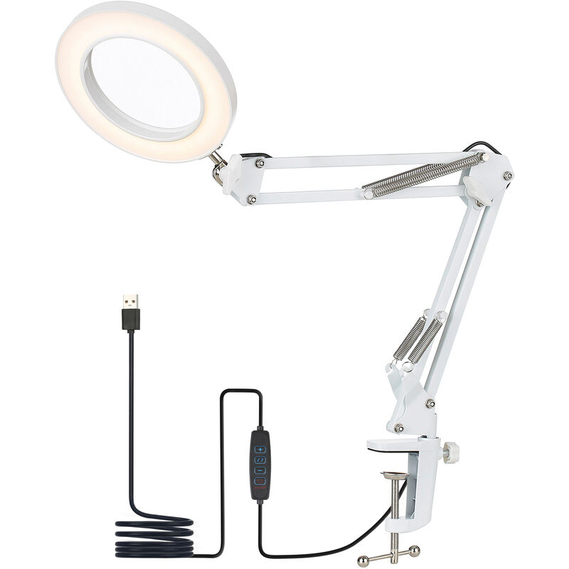 

Lampara de mesa con abrazadera flexible Tomshine, brazo oscilante, LED regulables, luz de escritorio, 3 modos de color y 10 niveles de brillo,