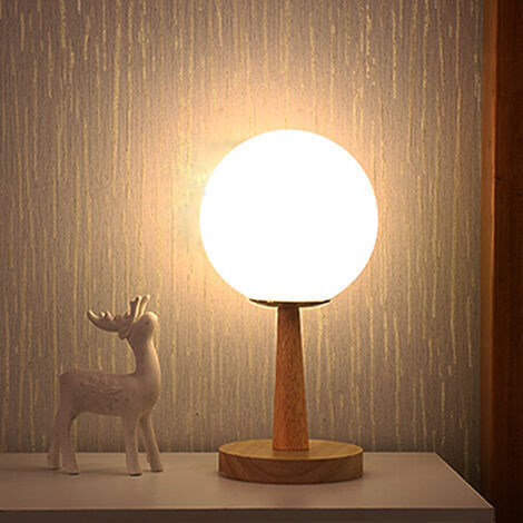 Lámpara de mesa con base de bambú, regulable, extensible, LED, luz de noche, blanco cálido/blanco, 28 cm de alto