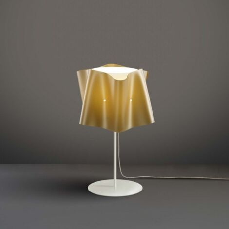 Lámpara de mesa con base y tija de metal pantalla FOLIO Oro diámetro 25x h37 cm