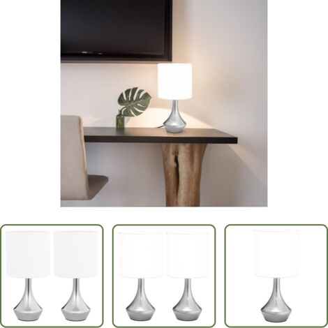 Lámpara de mesa con botón -  Lámparas de mesa táctiles 2 unidades blanco E14