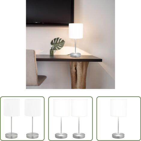 Lámpara de mesa con botón -  Lámparas de mesa táctiles 2 unidades blanco E14