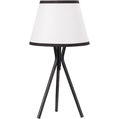 Lámpara de Mesa con Trípode de Metal Lámpara de Escritorio con Pantalla de Tela y Casquillo E27 Máx. 40W Moderno para Dormitorio Salón Ø25x50 cm