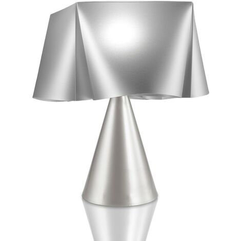 Lámpara de Mesa Cono Plata en Plástico Cm. 28x32h