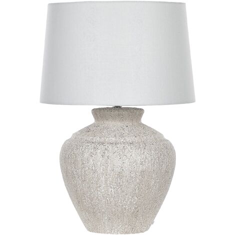 Lámpara de mesa de base de cerámica pantalla de tela beige claro tradicional sala de estar Caine