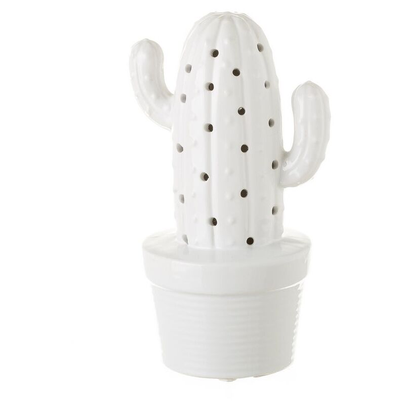 

Lámpara de mesa de cactus exótica blanca cerámica de 24x14x14 cm