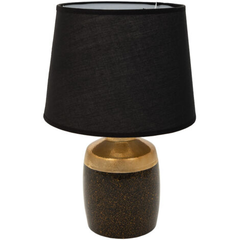 Lámpara de mesa de cerámica negra y dorada 13,5x13,5x24,5