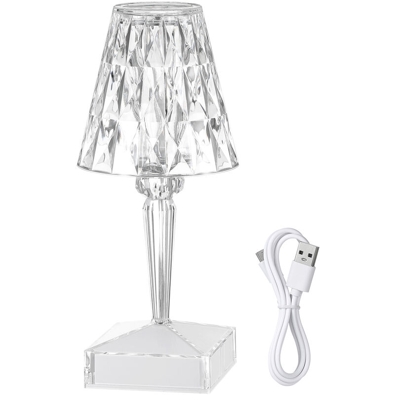 

Lampara de mesa de diamante acrilico recargable USB Control tactil Luz de noche de noche de cristal Lampara decorativa de mesita de noche para