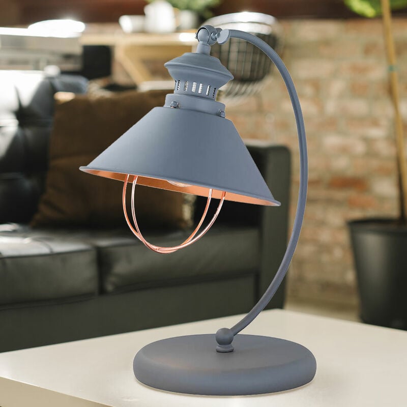 

Lámpara de mesa de escritura junto a la cama spot móvil gris lámpara de lectura de rejilla vintage iluminación del dormitorio
