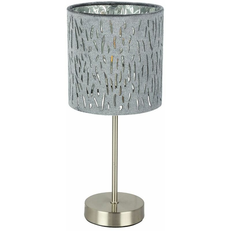 

Lámpara de mesa salón lectura lateral textil terciopelo plata lámpara de luz nocturna Globo 15265T