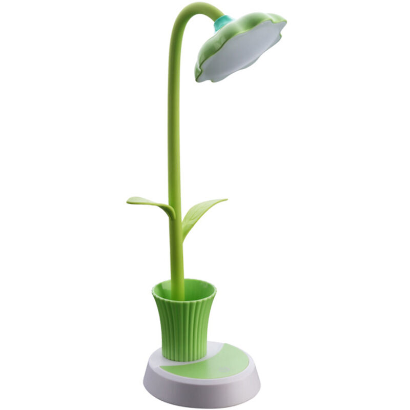 

Lampara de mesa de girasol tactil LED con portalapices Luz de escritorio de lectura para ninos Luz de noche recargable con proteccion ocular para