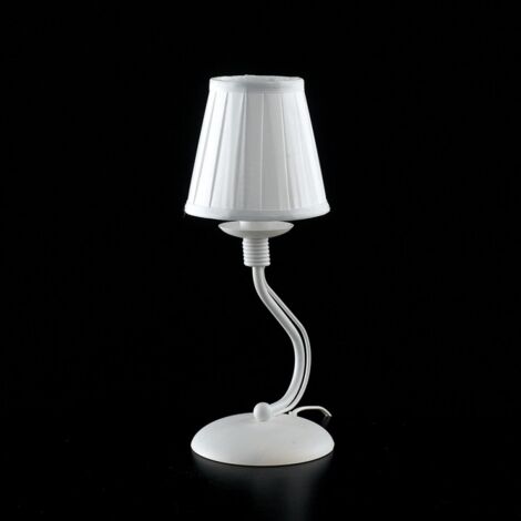 Lámpara de mesa de hierro blanco shabby one light pantalla blanca 17x h27 cm