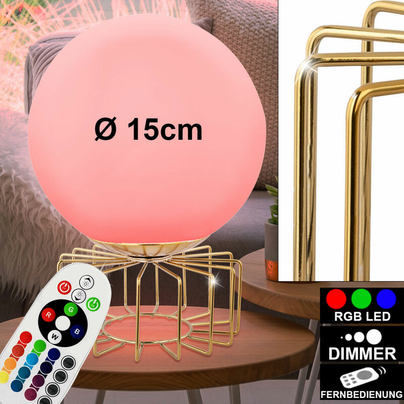 

Lámpara de sobremesa de latón CONTROL REMOTO lámpara de celosía de bola de cristal regulable en un juego que incluye lámparas LED RGB
