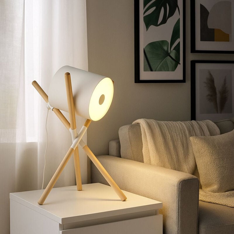 

Lámpara de mesa de madera 'FOCUS' | Blanco