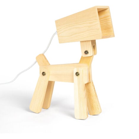 LEDKIA Lámpara de Mesa de Madera Infantil Coba Doggi Natural