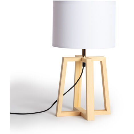 Lámpara de Mesa de Madera Korsade Blanco