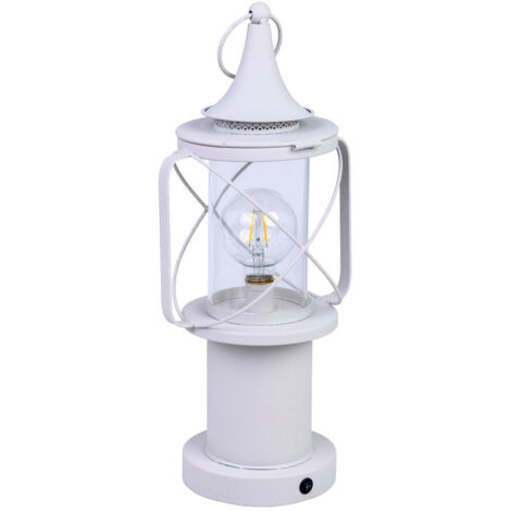 Lámpara de mesa de metal blanco con luz LED 21x18.5x46.5/52.5h cm