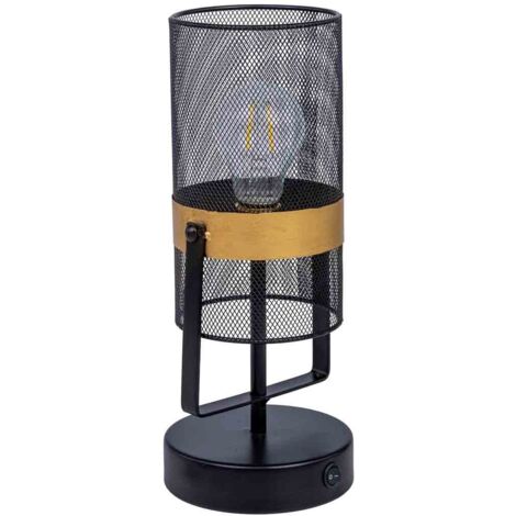 Lámpara de mesa de metal negro con 1 foco 12.5x12.5x31h cm