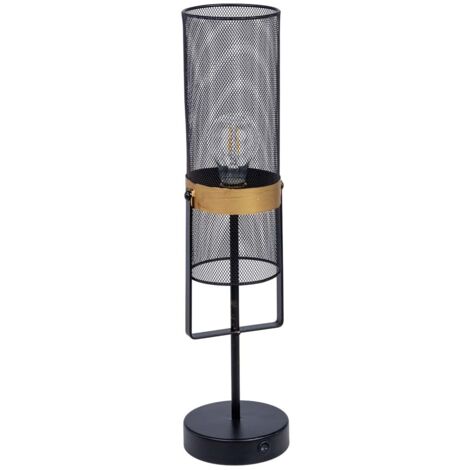 Lámpara de mesa de metal negro con 1 foco 12.5x12.5x51h cm