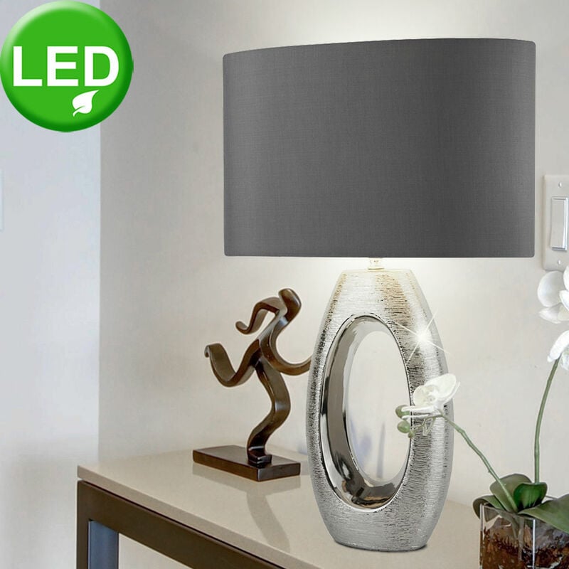 

Lámpara de mesilla de noche textil Iluminación de sala de estar / dormitorio Lámpara de cromo en un juego que incluye bombillas LED