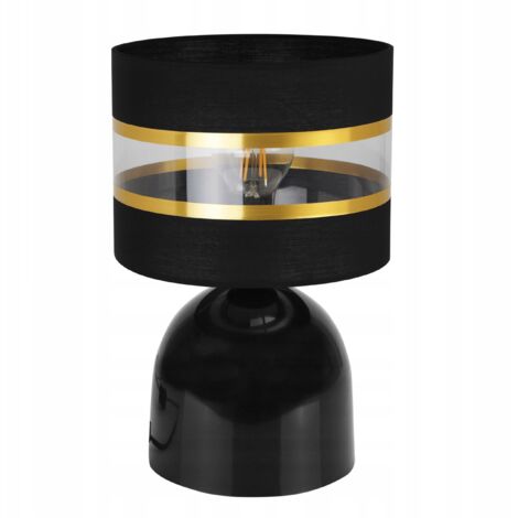 LÁMPARA DE MESA DE NOCHE, ELEGANTE PANTALLA DORADA, 20 CM