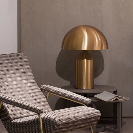 Lámpara de mesa de noche moderna con iluminación de hemisferio, lámpara de escritorio de 3 luces de metal contemporánea para sala de estudio, sala de estar en dorado, 28 x 38 cm