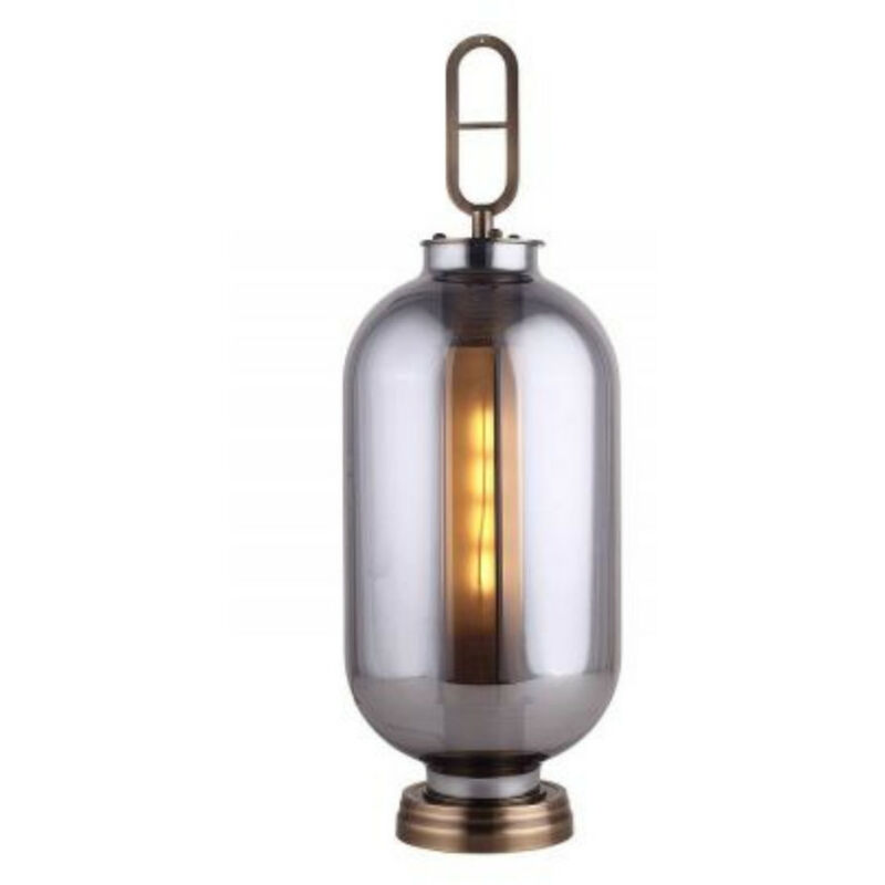 Les Tendances - Lampe de table verre soufflé gris et métal Gylus