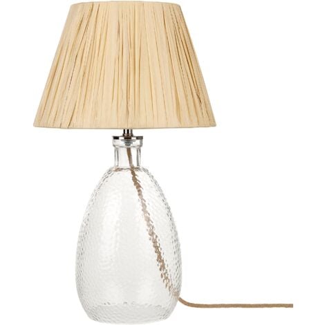 Lámpara de mesa de vidrio transparente natural 54 cm pantalla papel Blanco