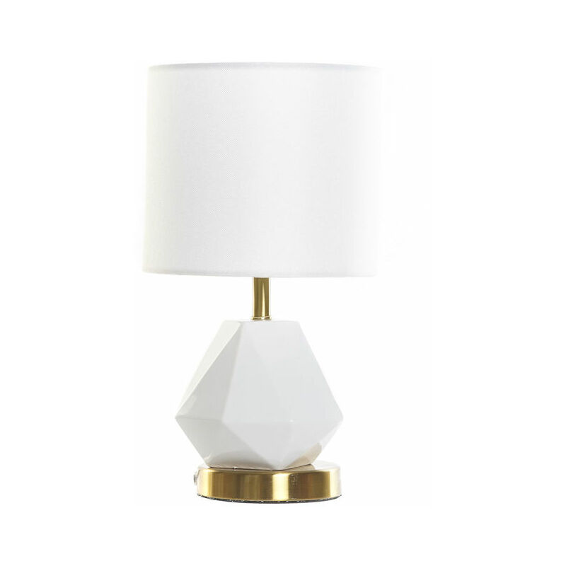 

Lámpara de Mesa DKD Home Decor Blanco Poliéster Metal Cerámica 220 V Dorado 50 W