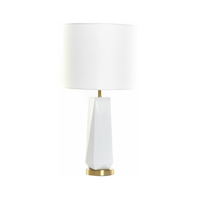 

Lámpara de Mesa DKD Home Decor Blanco Poliéster Metal Cerámica 220 V Dorado 50 W