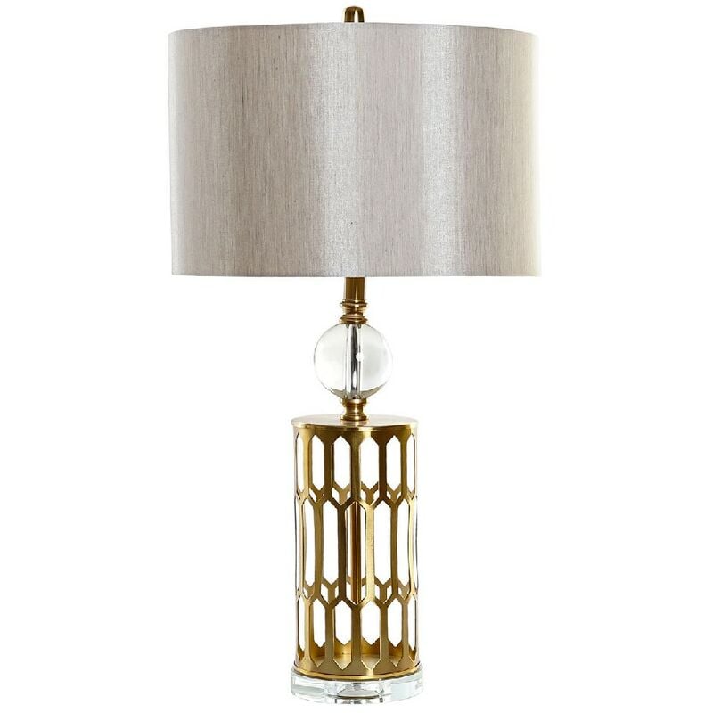 

Bh Design - Lámpara de Mesa DKD Home Decor Blanco Poliéster Metal Cristal 220 V Dorado