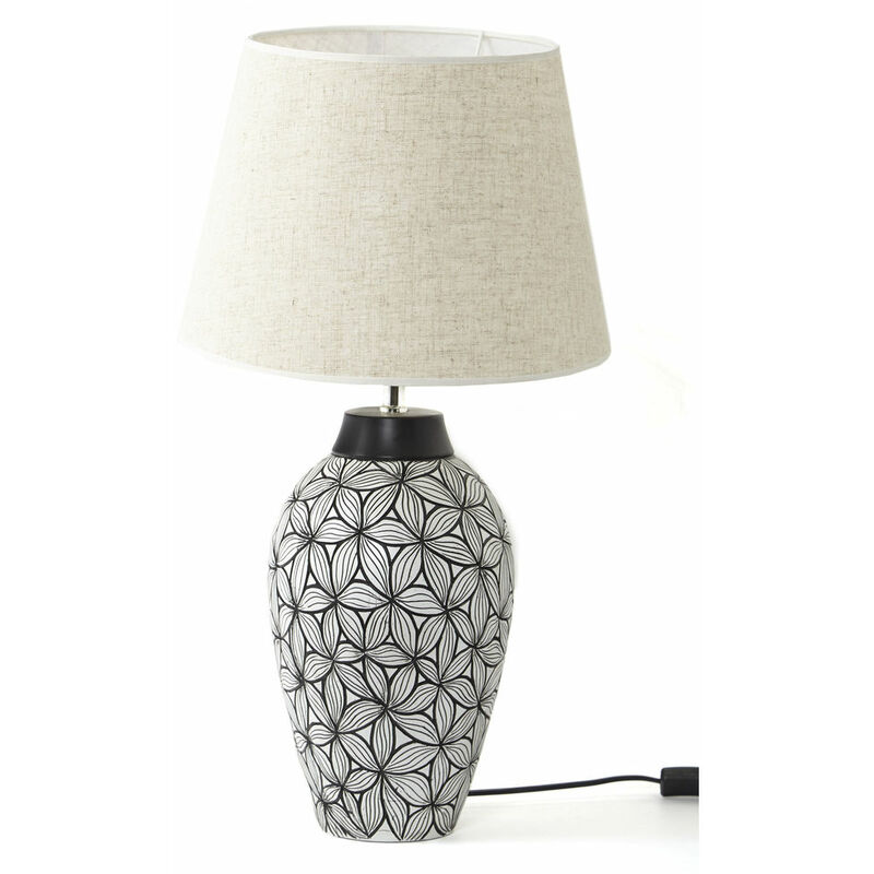 

Lámpara de mesa DKD Home Decor Negro Lino Resina Flores (35 x 35 x 63 cm)
