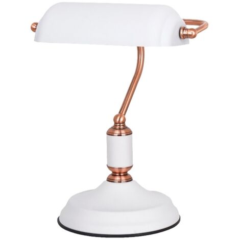 LAMPARA DE MESA E27 BLANCO COBRE
