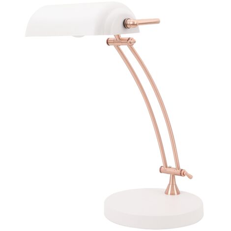 LAMPARA DE MESA E27 BLANCO   COBRE