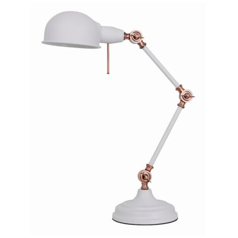 LAMPARA DE MESA E27 BLANCO COBRE