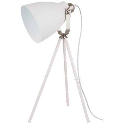 LAMPARA DE MESA E27 BLANCO NICKEL
