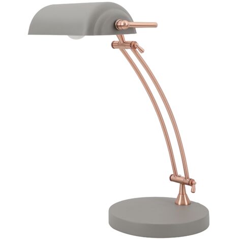 LAMPARA DE MESA E27 GRIS  COBRE