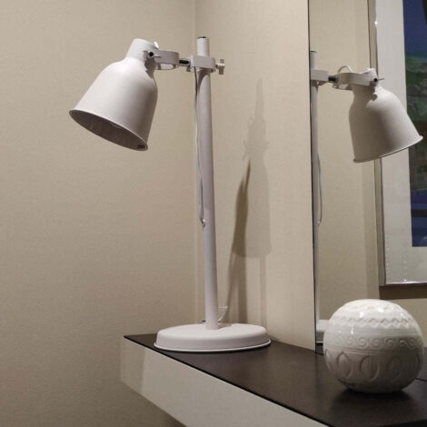Lámpara de Mesa Flexo Blanca de Aluminio con Foco Orientable E27